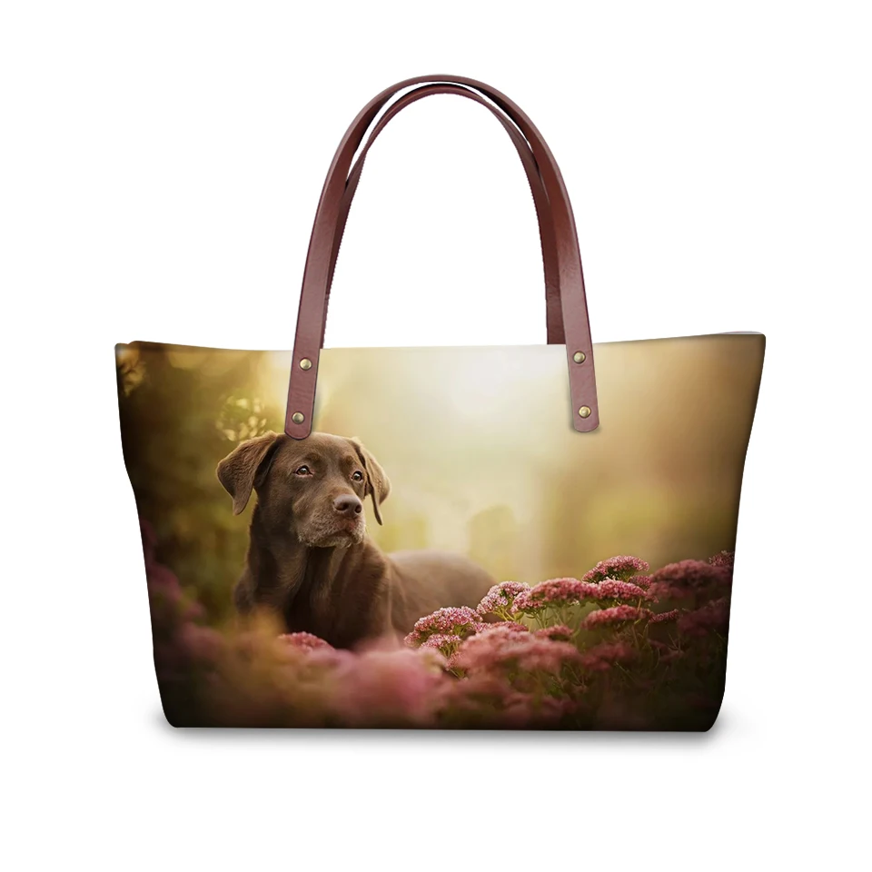 

INJERSDESIGNS Luxury Handbags Labrador Landscape pattern Shoulder Bags For Women Tote Bags Fashion Ladies Handbag Bolsa Feminina