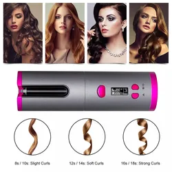 Portable Wireless Automatic Curling Machine Iron Hair Curler USB Rechargeable LCD Display Curly Machine with 1 Comb+2 Clips