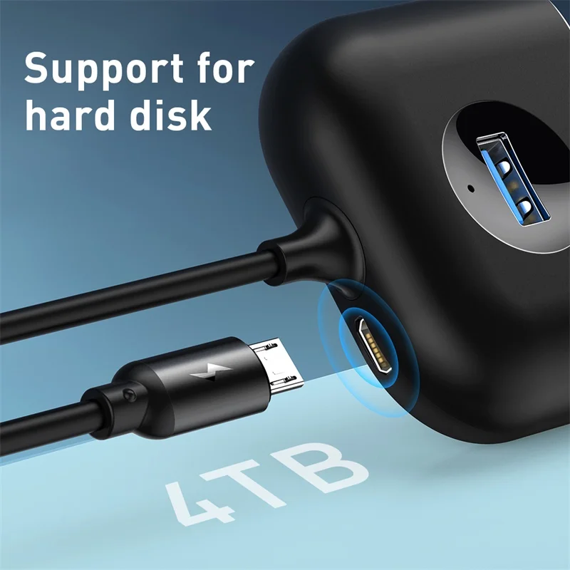 Baseus USB 허브 3.0 2.0, 외장 USB A to A 허브, 고속 OTG 어댑터, 노트북 PC U 디스크 마우스 키보드 카드 리더기, 4 포트