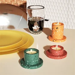 Nicole Cement Tealight Candlestick Mold DIY Silicone Terrazzo Candle Holder Mould Nordic Style Home Decor Tool