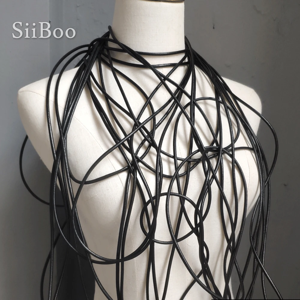 siiboo garment accessories genuine cow leather string sell by 5 meters a lot black and brown color option sp6288