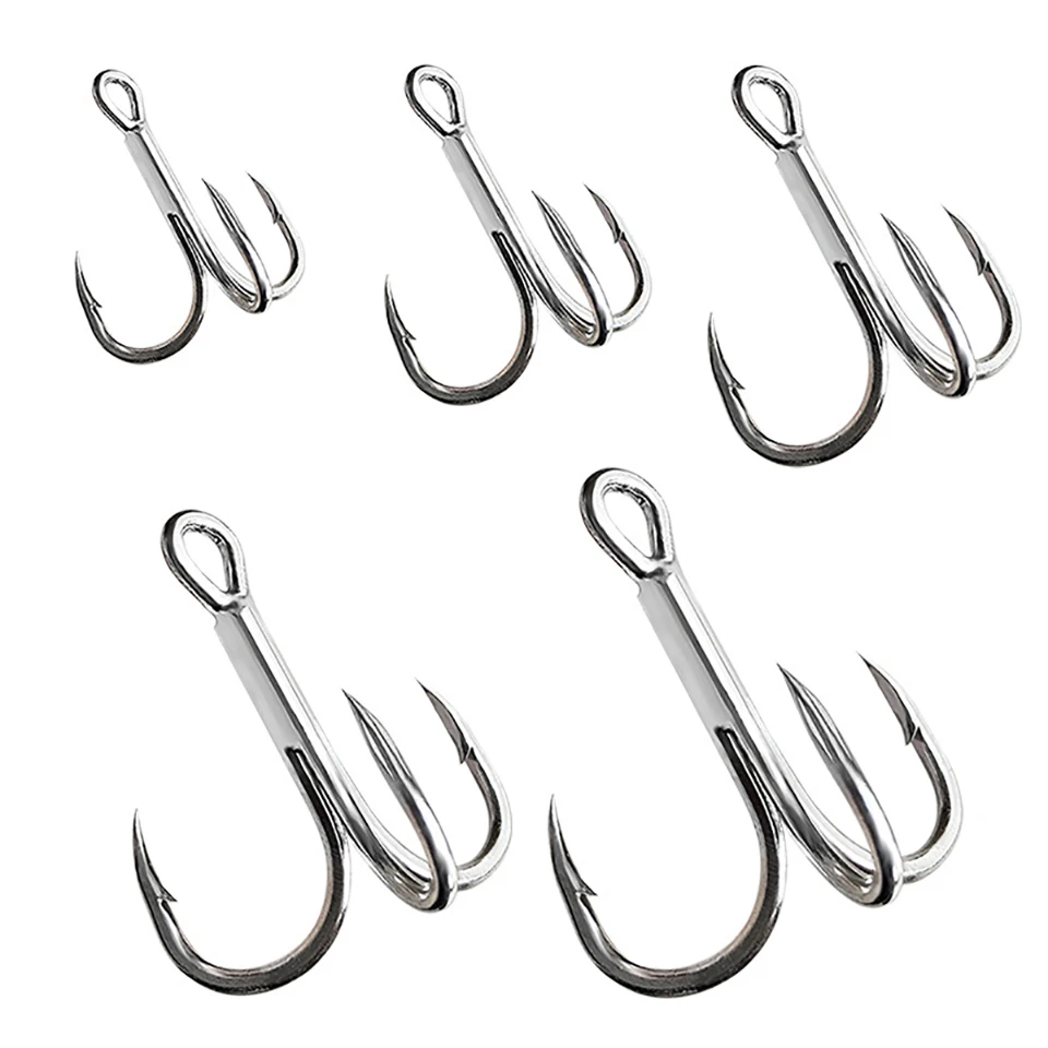 WALK FISH 10PCS Fishing Hook 2# 4# 6# 8# 10# Treble Fishing Overturned Hook High Steel Carbon Saltwater Bass Fishing Tool Tackle