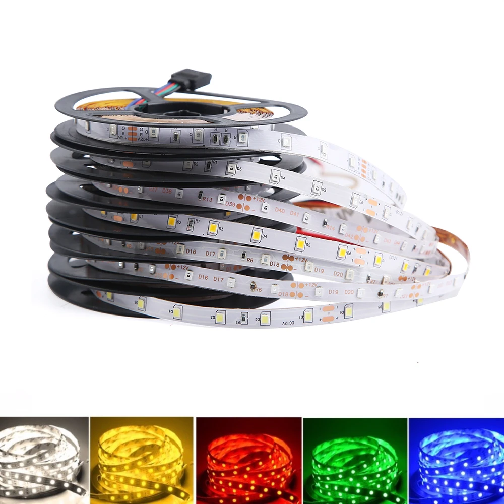 Impermeável LED Strip Light para TV Backlight, LED Strip Lamp, PC, DC 12V, RGB 2835, 5m, 12V, 60 LEDs/m