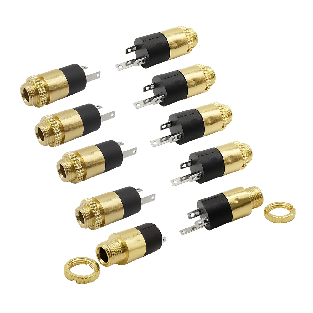 10Pcs 3.5 MM Cylindrical Stereo Female Socket With Screw 3.5 Audio Video Headphone Jack Connector Gold-plated PJ392 PJ-392