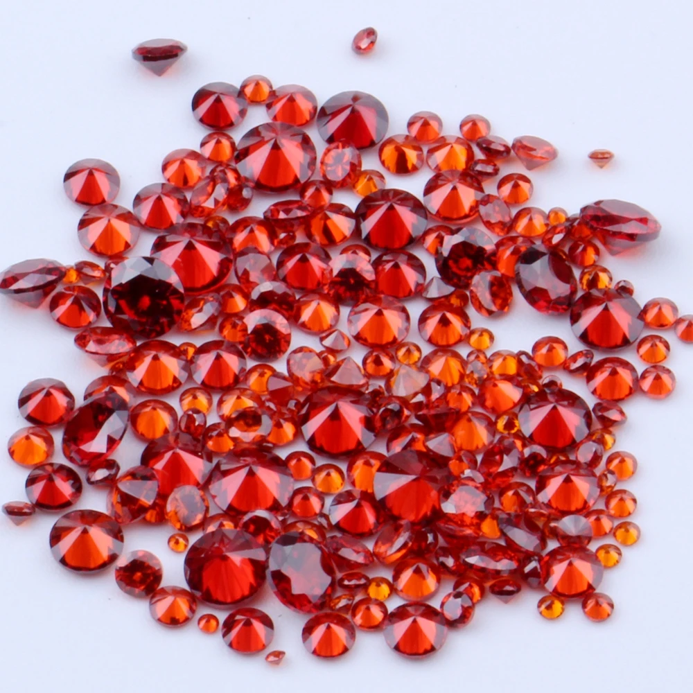 100pcs 1mm-4mm 5A And Mixed Sizes Round Beads Cut CZ Stone Brilliant Siam Color Cubic Zirconia Synthetic Gems stone