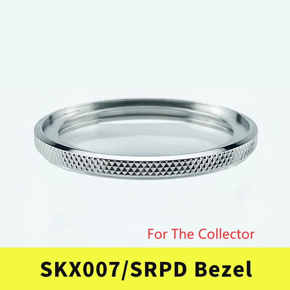 Compatible with SKX007/SKX173/SKX175/SRPD Knurled Bezel Silver Polished Finish 316L Stainless Steel Included Gasket