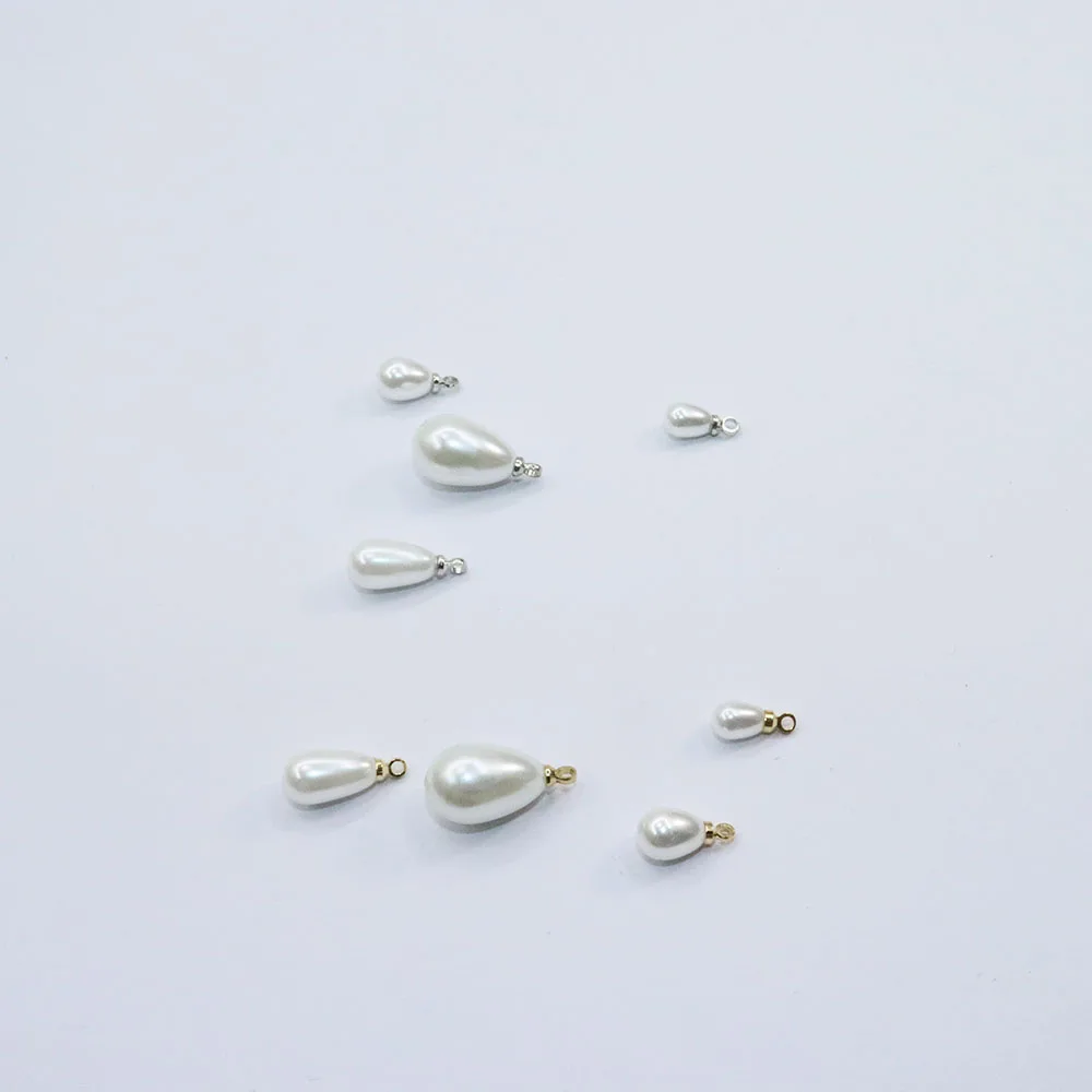 Eruifa 20pcs 16*10mm Cream Tear Plastic Pearl Beads Charms Pendant Jewelry DIY Earring Necklace