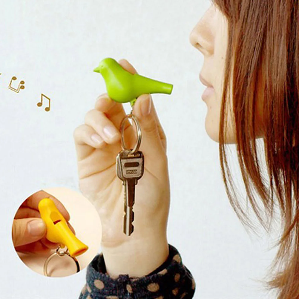 2Pcs Bird Keychain + 1Pc Sparrow Birdhouse Home Wall Mount Key Ring Holder House Nest Whistle Key Holder Chain Ring  Decor