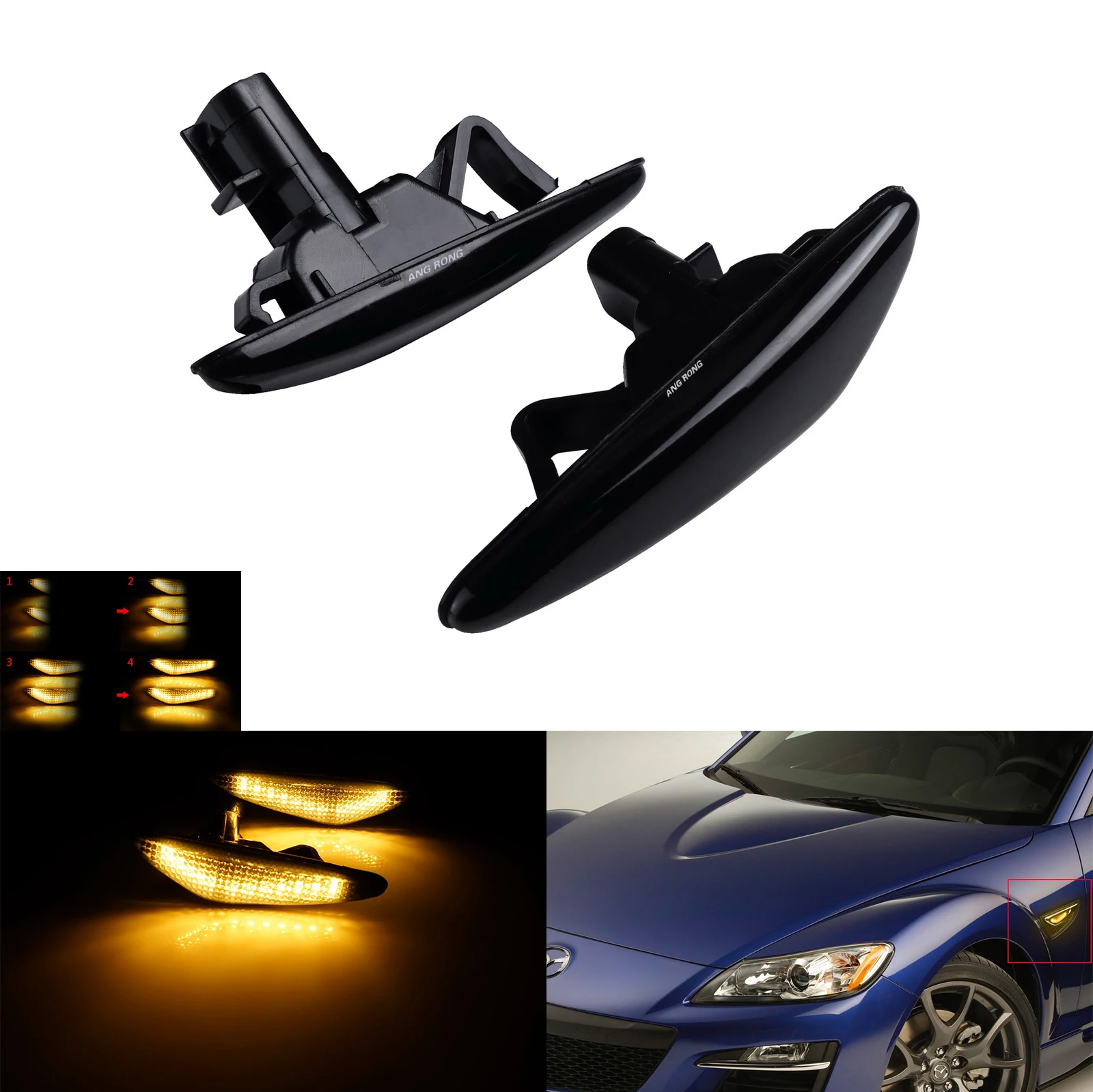 Dynamic Amber LED Side Marker Repeater Indicator Light For Mazda 6 Atenza MX-5 Miata Roadster RX-8 Mazda5  Nissan Lafesta