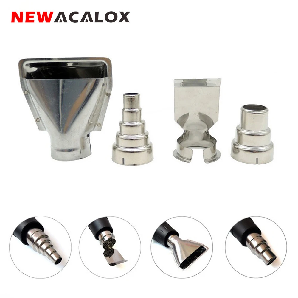 NEWACALOX 4 unids/lote boquillas de pistola de calor Kit eléctrico accesorios DIY herramientas de pistola de aire caliente Industrial envoltura retráctil