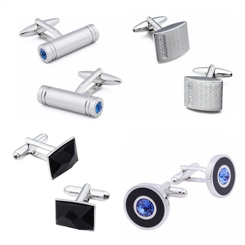 HAWSON Cufflinks Set 4 Pairs Fashion Crystal Cufflinks for Men with Gift Box High Quality Luxury Wedding Shirt Accessories Best