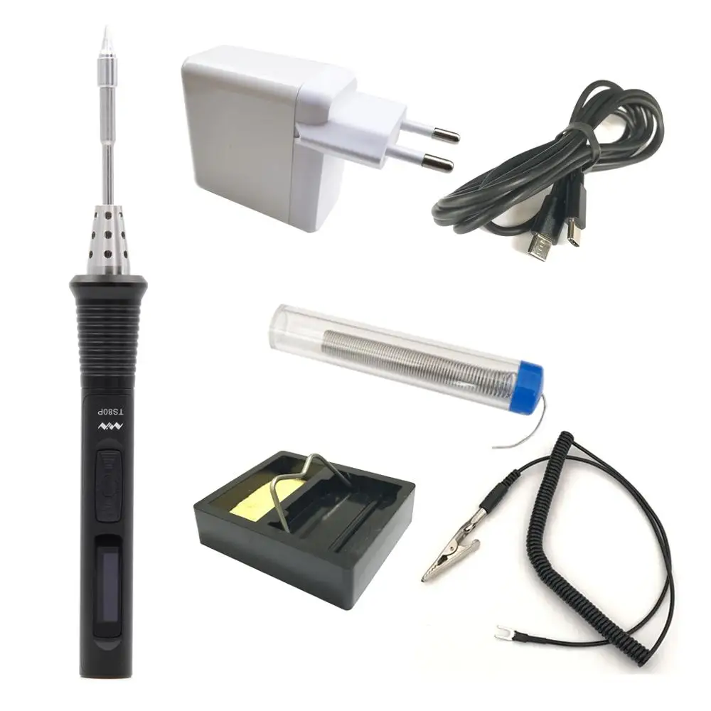 TS80P Upgraded 12V/30W Type C USB Original Digital OLED Programmable Pocket-Size Smart Mini Portable Soldering Iron Station kit