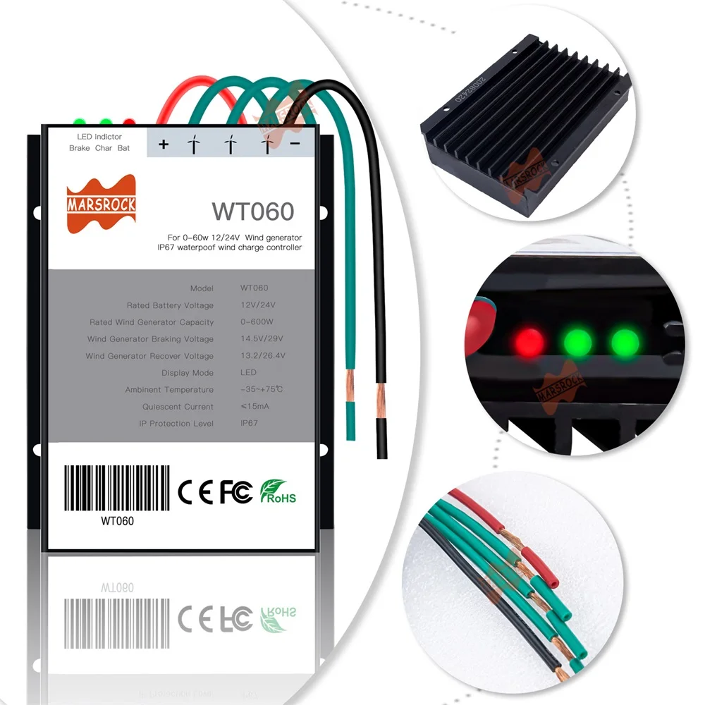 400W 500W 600W 12/24V  wind turbine charge controller IP67 waterproof in high efficiency and best heat dispersion