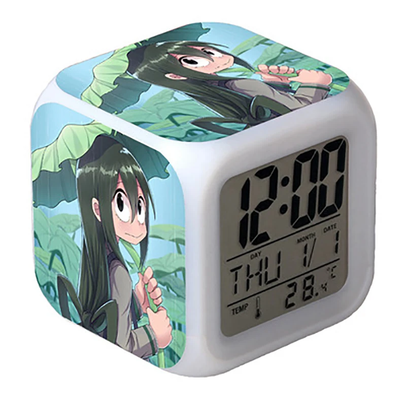 My Hero Academia Toys LED Touch Multi-function Cartoon Mini Alarm Clock Seven Color Night Watch Led Clock Fans Children Gift
