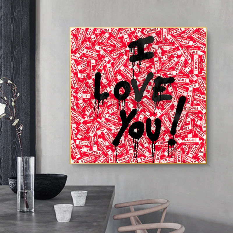 

Pop Art I LOVE YOU Letter Canvas Paintings Graffiti Wall Street Art Posters and Prints Decorative Pictures for Home Decor