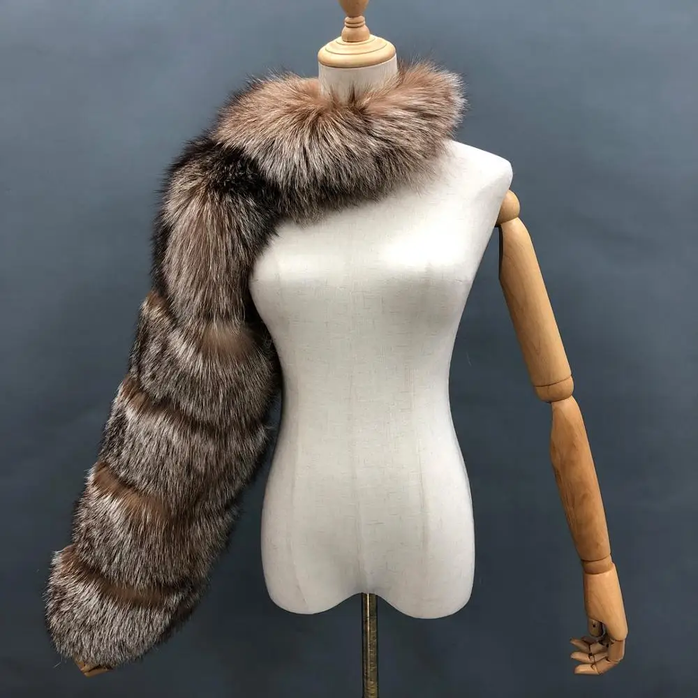 Fluffy Faux Fur Cropped Shawl Coat Luxury Imitation Fox Fur Jacket One Shoulder High Quality Abrigo Mujer New Women's Outerwear