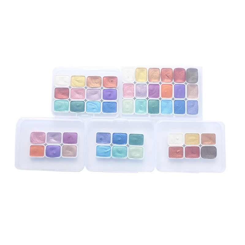 6/12/18pcs Blooming Paints Watercolor Powder For Nails Abstract Nail Art Pigment Magic Pearl Chrome Polish Manicure Glitter