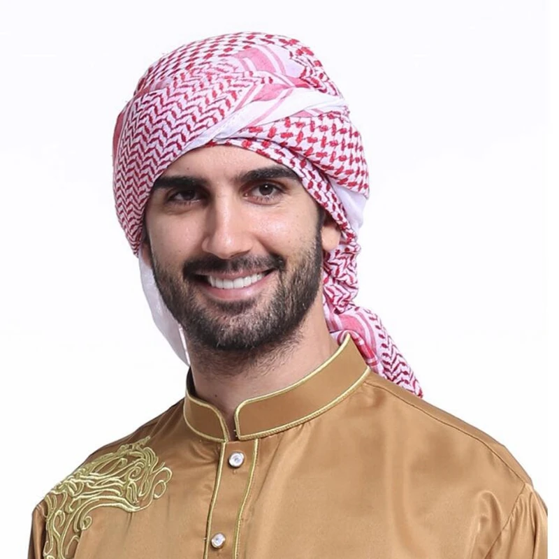 Men Arab Headscarf, Muslim Dubai Casual Headwear Scarf Muslim Headcover Headband Suit Headpiece Plaid Hat for Saudi Arabia Dubai