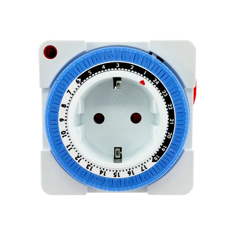EU Timer Switch Timer 24 Hours Plug in Mechanical Grounded Programmable Smart Countdown Loop Switch Socket Indoor Auto Power off