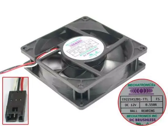 

MECHATRONICS E9225X12B1-TTL FS DC 12V 0.55A 92x92x25mm 3-Wire Server Cooling Fan