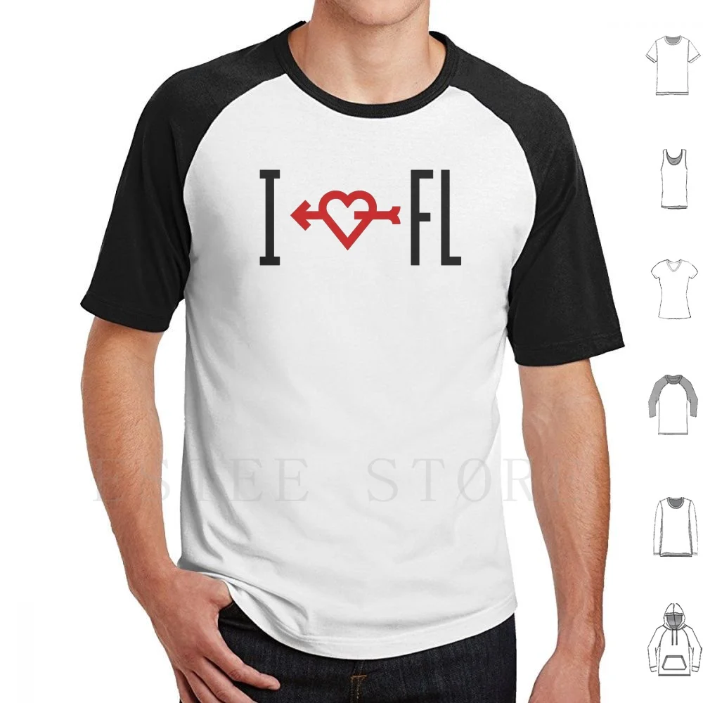 I Love Fl T Shirt Men Cotton 6xl Iron Back I Heart Fl I Love Fl Cast Iron Font White Black Red Orange Sunshine State Orlando