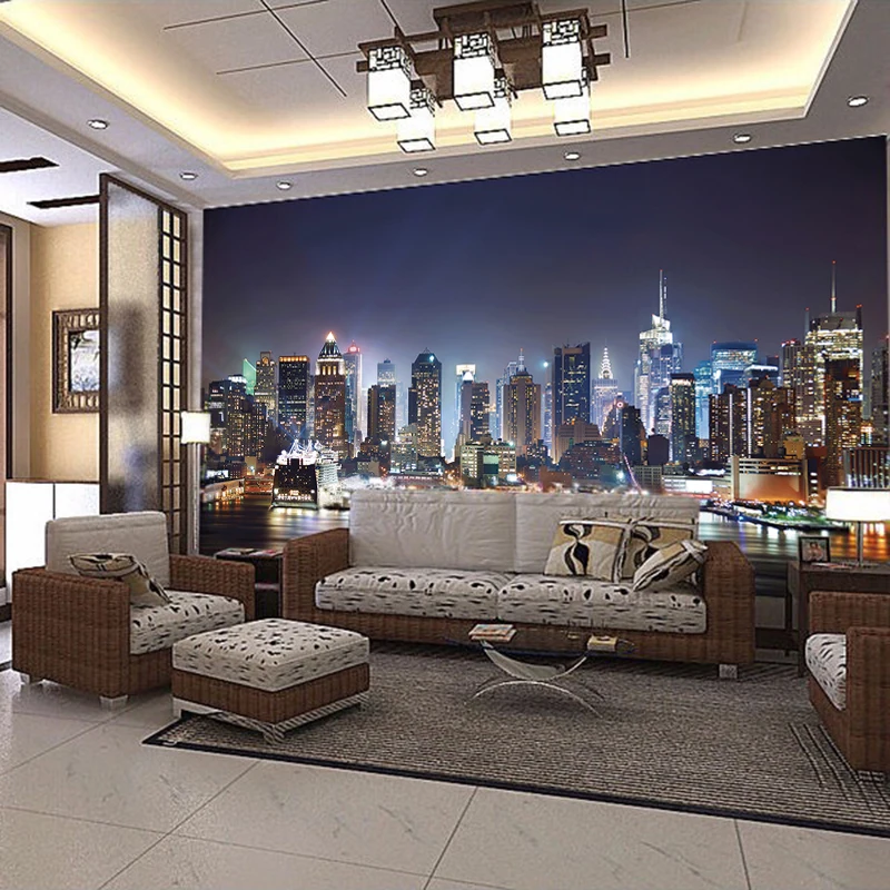 Custom Photo Wall Papers Home Decor City Night View Large Mural Papel De Parede 3D Bedroom Study Room Background Wall Painting