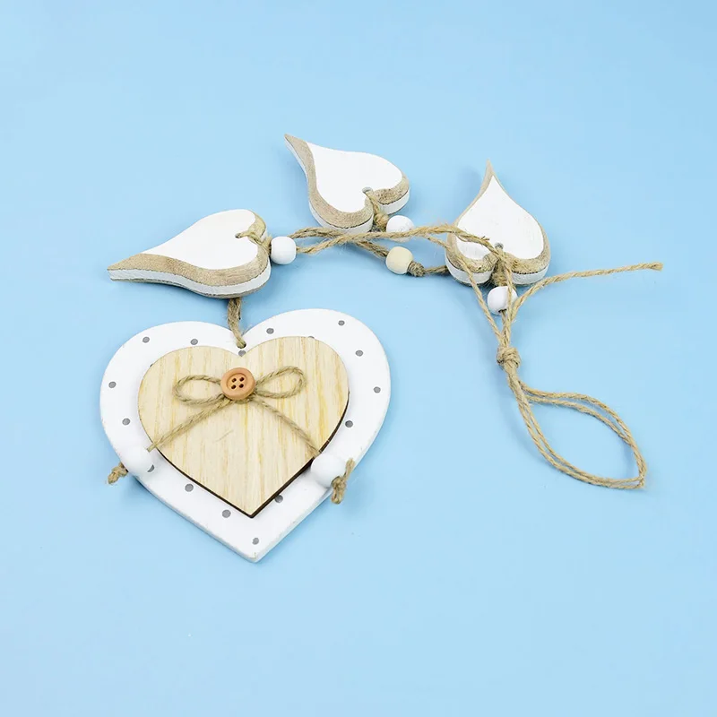 Wooden Heart Pendant Hanging Ornament Craft Supplies Wedding Favor Gift Valentine\'s Day Decoration