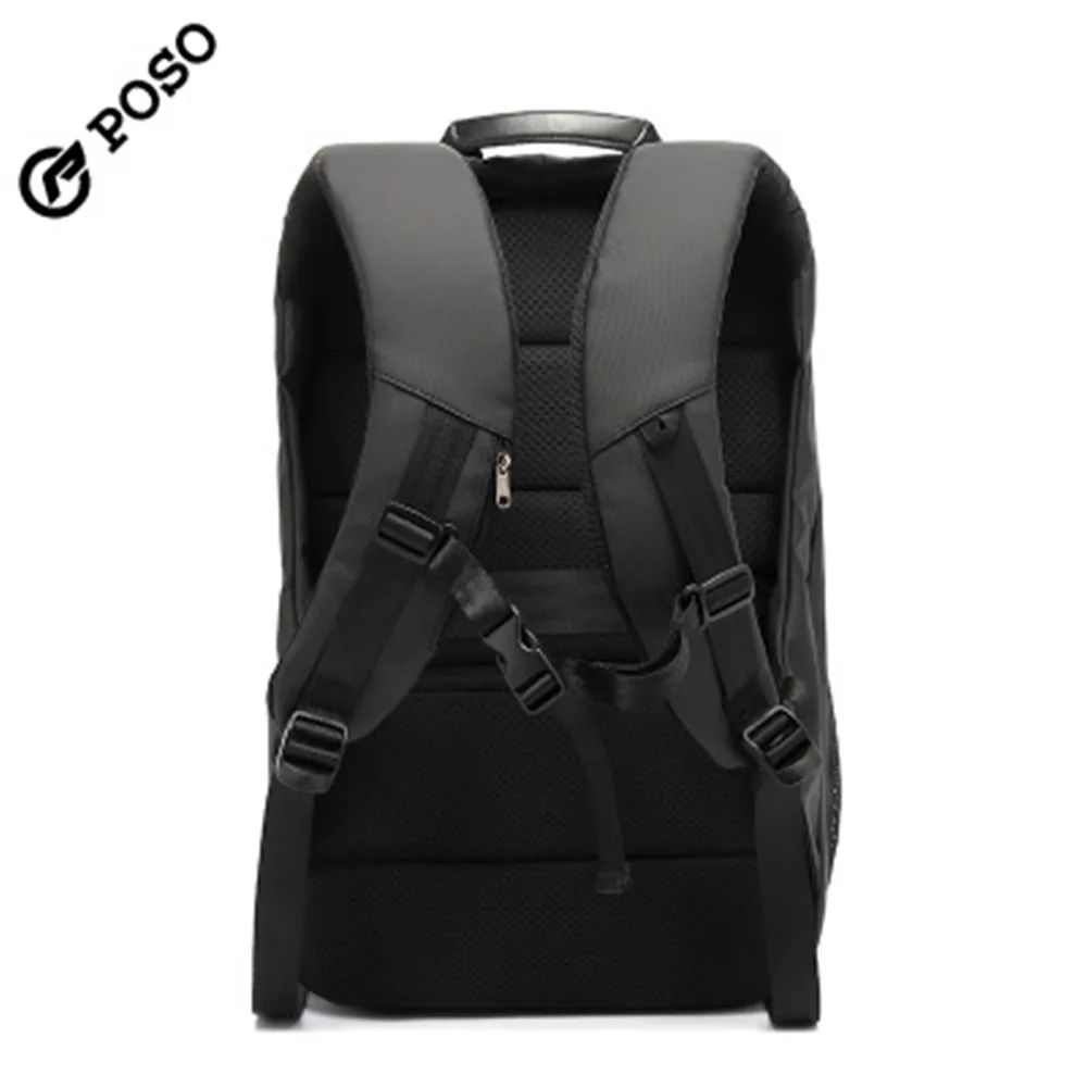 POSO-mochila de gran capacidad para ordenador portátil, morral de negocios resistente al agua con USB de 17,3 pulgadas, mochila de viaje para