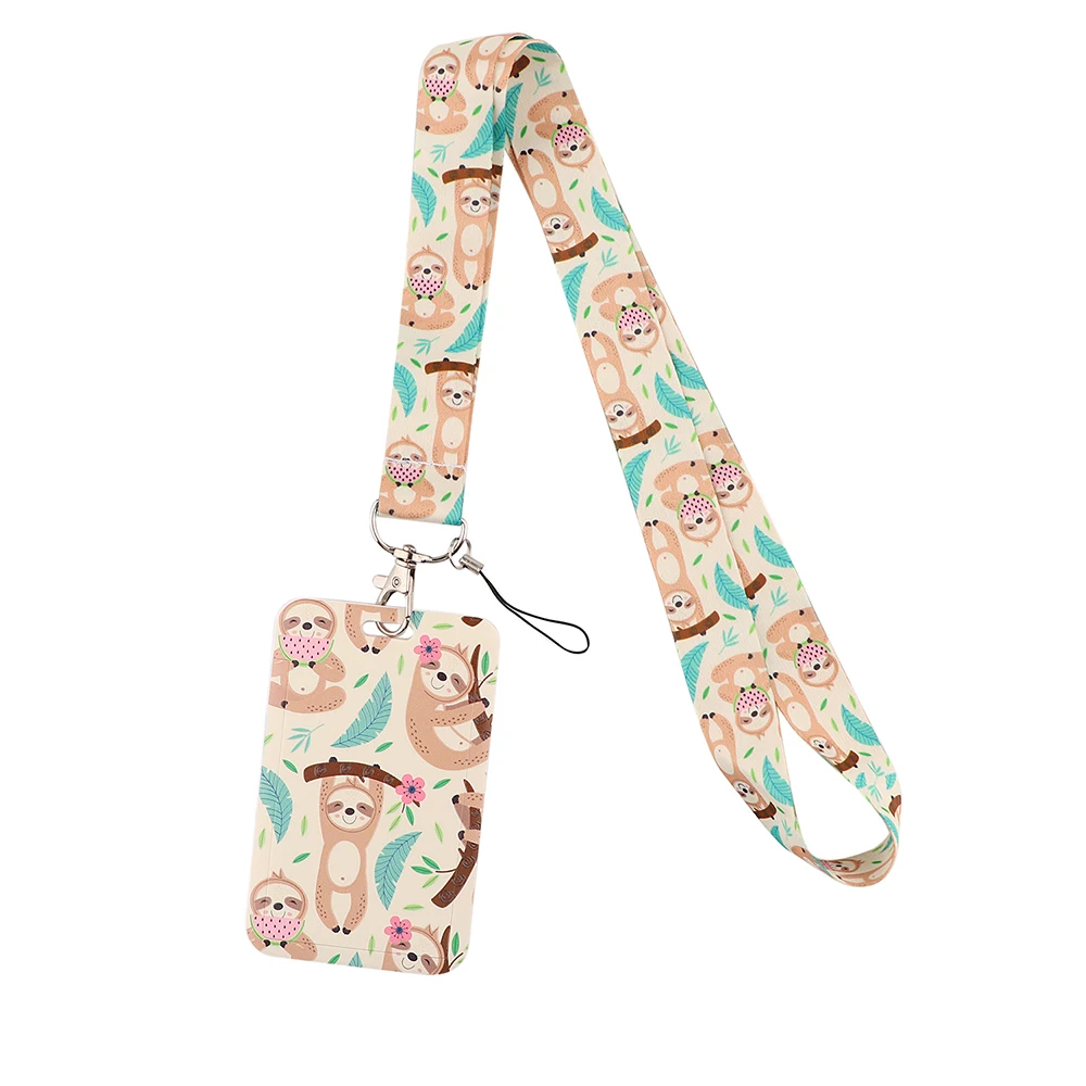 LT771 Cute Sloth Neck Strap Lanyards Keychain lanyard with id holder Holder Card Pass Hang Rope Lariat Keyring Accessories