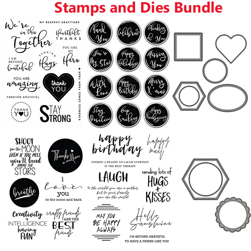 

Words From the Heart Warmest Wishes and Heartfelt Notes Stamps and Dies Bundle for DIY Scrapbooking Card Crafts Making 2022 New