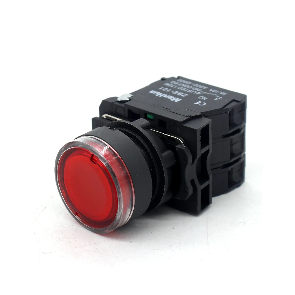 

Кнопочный переключатель ManHua XB5-AW34M5 Красный индикатор Кнопочные пружинные переключатели Нажимной светильник