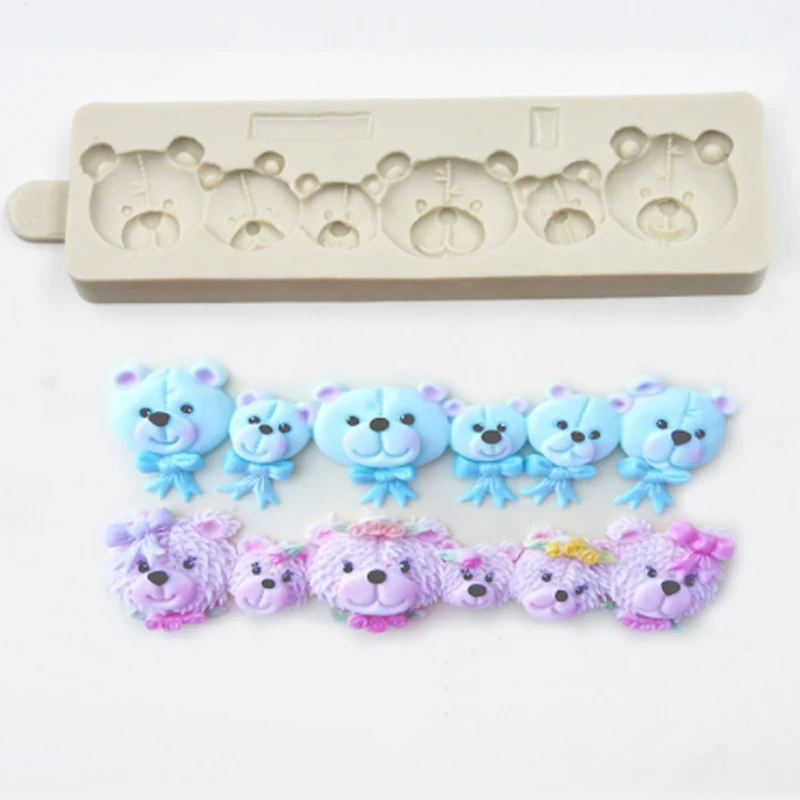 Teddy Head Border Molds Fondant Cake Decorating Tools Silicone Molds Sugarcrafts Chocolate Baking Tools for Cakes Gumpaste Form