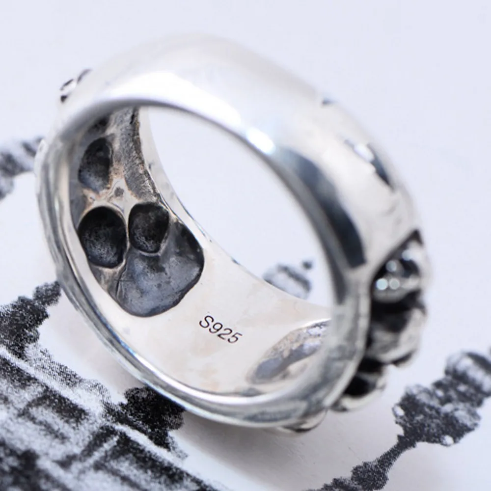 BOCAI New Real Solid S925 Sterling Silver Rings Popular Domineering Skull Punk Pure Argentum Fashion Hand Jewelry for Men