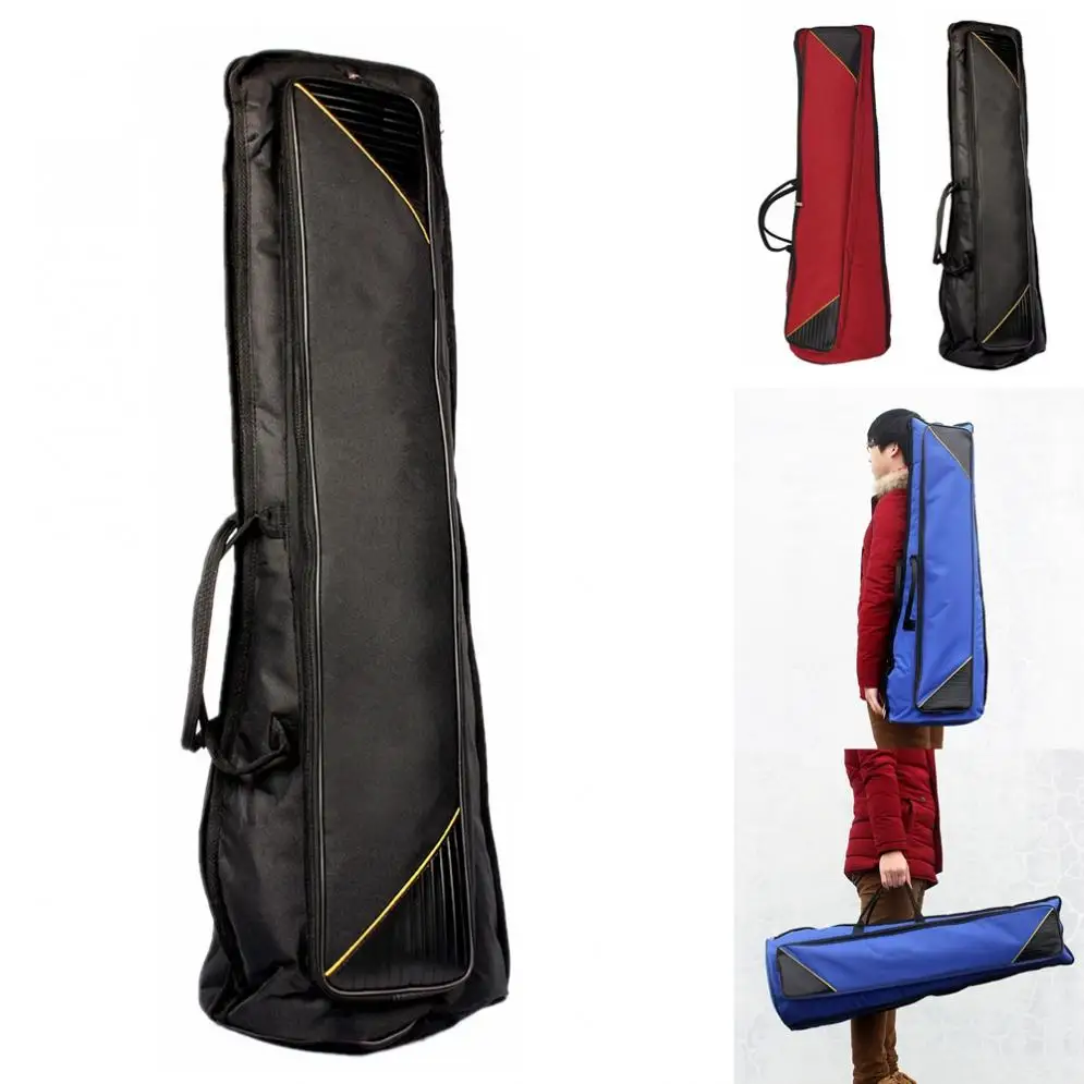 Portable Oxford Cloth Tenor Trombone Backpack Add Sponge Instrument Bag Waterproof Blue / Red / Black