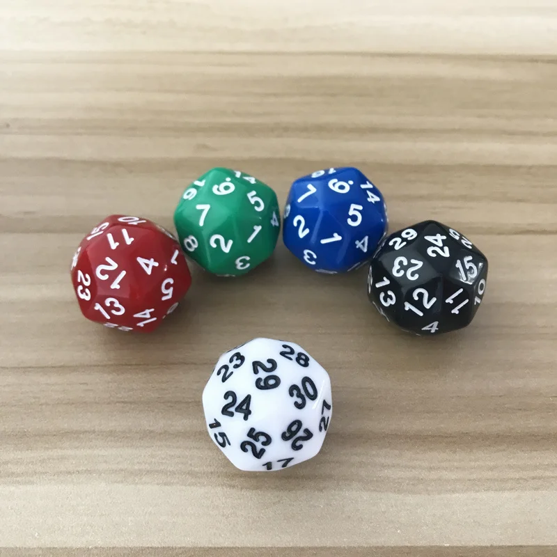 1Pcs/Lot D30 Thirty-surface 25mm Digital Dice Quality Colour Acrylic Rounded Corners Originality Dice Set Entertainment