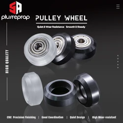 Rueda de plástico para impresora 3D, polea redonda pasiva de modelos grandes POM, engranaje para CNC Openbuilds con ranura en V