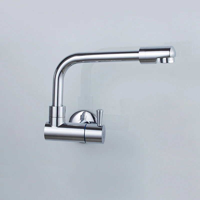 Economic Brass Wall Mounted Mop Pool Faucet Chrome Single Hole Washing Machine and Kitchen Sink Cold Water Taps 1220C