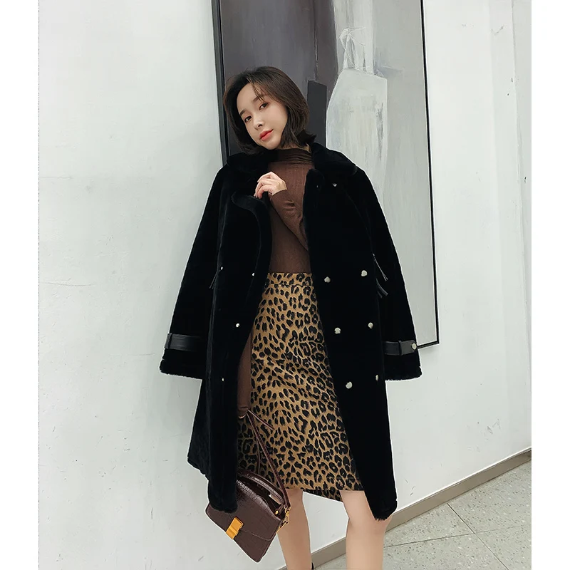 แกะธรรมชาติ Shearling Winter Coat เสื้อขนเฟอร์แจ็คเก็ตสำหรับเสื้อผ้าสตรี2020 Manteau Femme YY755