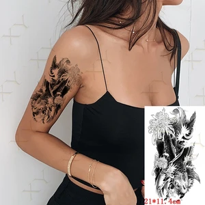 Waterproof Temporary Tattoo Sticker Waves Fish Flower Flash Tattoos Geometry Zeus Clock Owl Body Art Arm Fake Tatoo Women Men