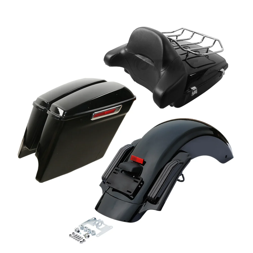 

Motorcycle Chopped Trunk 5" Saddlebags Rear Fender For Harley Tour Pak Road King Street Glide Electra Glide 2014-2020