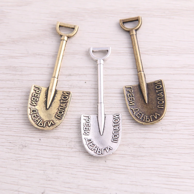 30Pcs 15*45mm 4 Color Vintage Letter Charms Shovel Spatula Pendant Fit Bracelets Necklace DIY Metal Jewelry Making