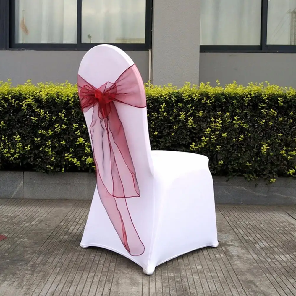 

40Pcs Chair Bow Knot For Banquet Sash Wear-resistant Bow Knot Organza Chair Sashes Wedding Decoration Home Textile Chair Cover