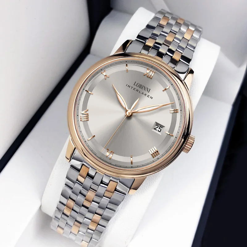 LOBINNI 316L Stainless Steel Automatic Mechanical Watches Men Ultra Thin White Dial MIYOTA Movement Waterproof Watches
