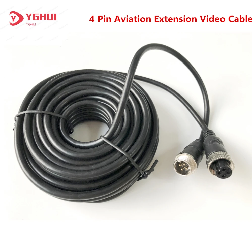 4 Pin Aviation Extension Video Cable 3M 5M 10M 15M 20M 30M For Truck Bus Monitor Camera Connection