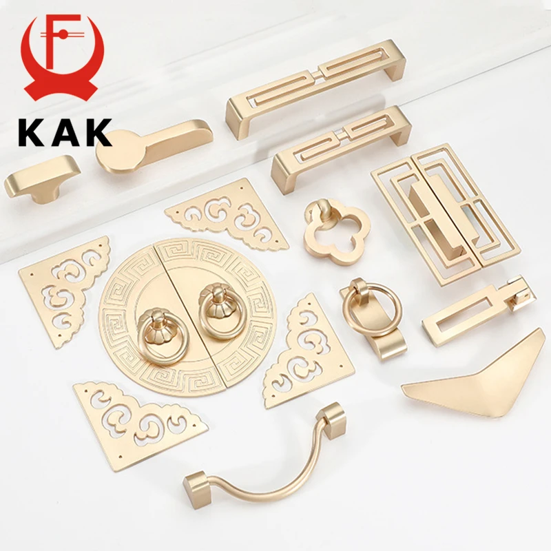 KAK Gold Cabinet Knobs and Handles Luxury Gold Kitchen Cupboard Door Pulls European Drawer Furniture Handle Hardware