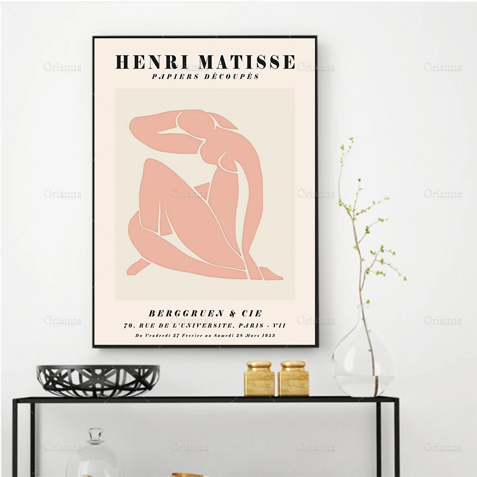 

Henri Matisse inspired Poster, Blush Female Nude, Line Art, Modern, Birthday Gift Idea - Wall Art Poster Print - Canvas Painting