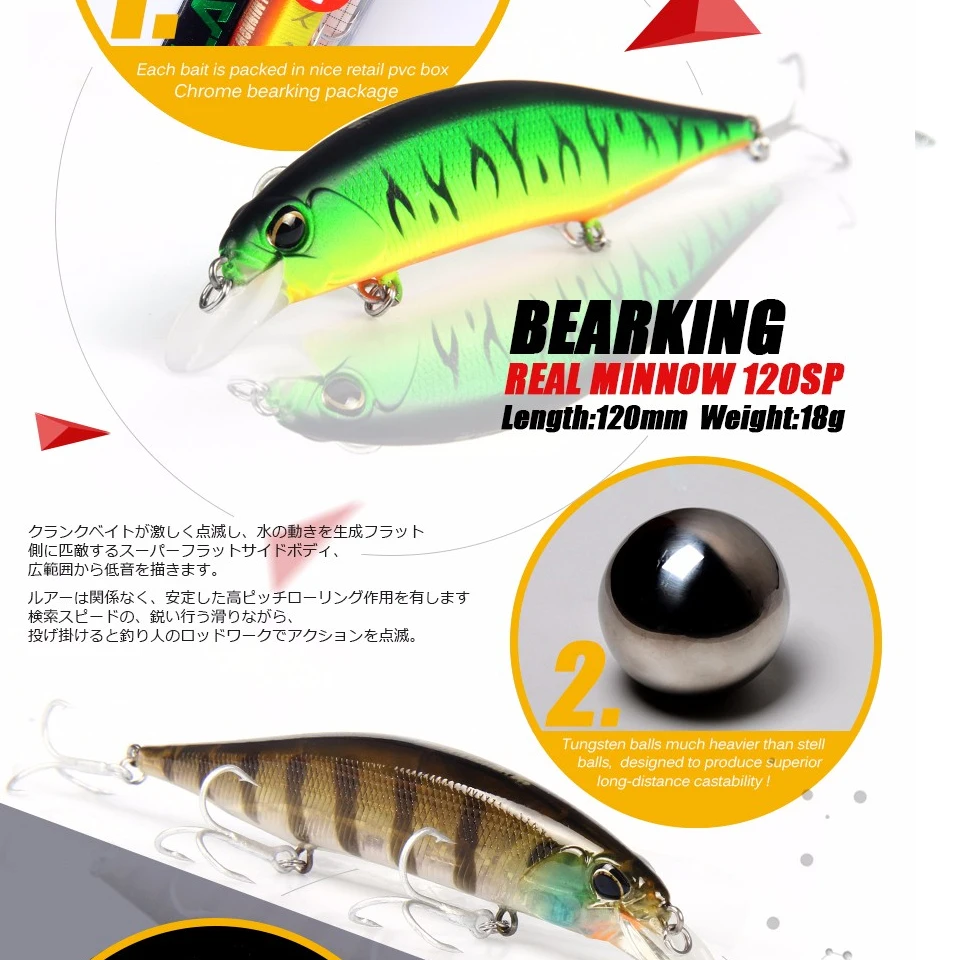 Bearking 120mm 18g SP jerkbaits hot model fishing lures hard bait different colors for choose minnow quality professional minnow