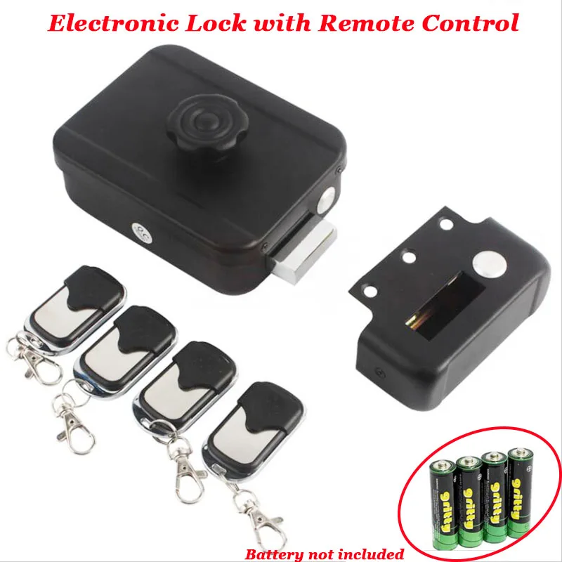 Remote Door Lock AA Battery Powered Wireless Electronic Lock No Wire Connection AutoLock Door Gate Access Or Key Exit Switch