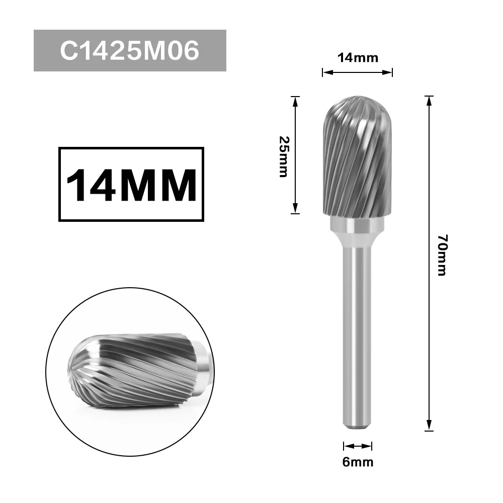 6MM Metal Drawing Tungsten Carbide Milling Cutter Rotary Tool Burr CNC Engraving Abrasive Tools Metalworking Milling Polishing