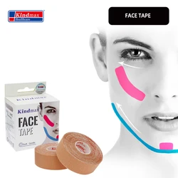 Kindmax-Bande de kinésiologie pour lifting du visage et des yeux, ligne en V, cou, zone déformable, dissolvant, document sur la peau, 2 rouleaux, livraison directe